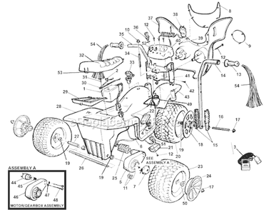 Page A Diagram and Parts List for 78470-9993  Power Wheels Ride-On Cars